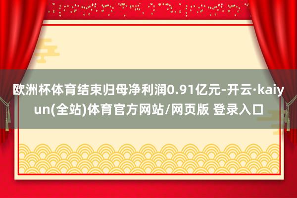 欧洲杯体育结束归母净利润0.91亿元-开云·kaiyun(全站)体育官方网站/网页版 登录入口